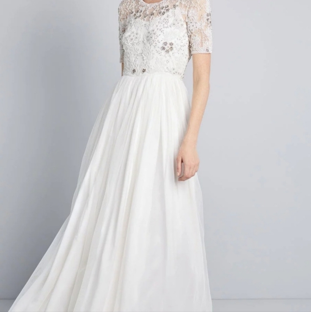 Modcloth Ivory Everlasting Romance Maxi Wedding Dress size XXS